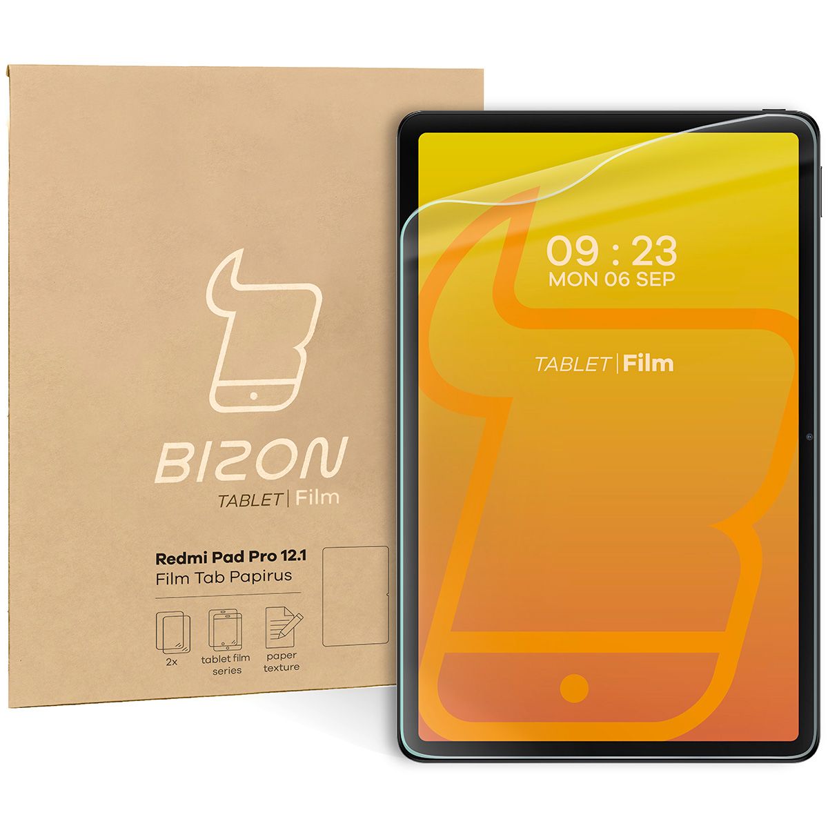 Papierimitationsfolie für Xiaomi Redmi Pad Pro 12.1, Bizon Film Tab Papirus Duo, 2 Stück