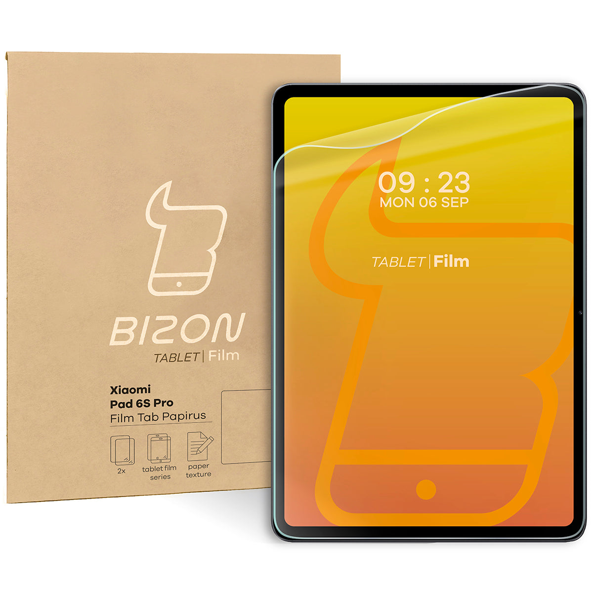Papierimitationsfolie für Xiaomi Pad 6S Pro, Bizon Film Tab Papirus, 2 Stück