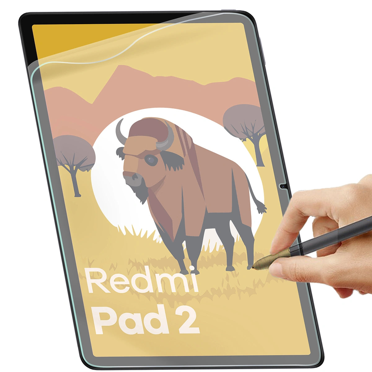 Papierimitationsfolie für Xiaomi Redmi Pad 2, Bizon Film Tab Papirus Duo, 2 Stück