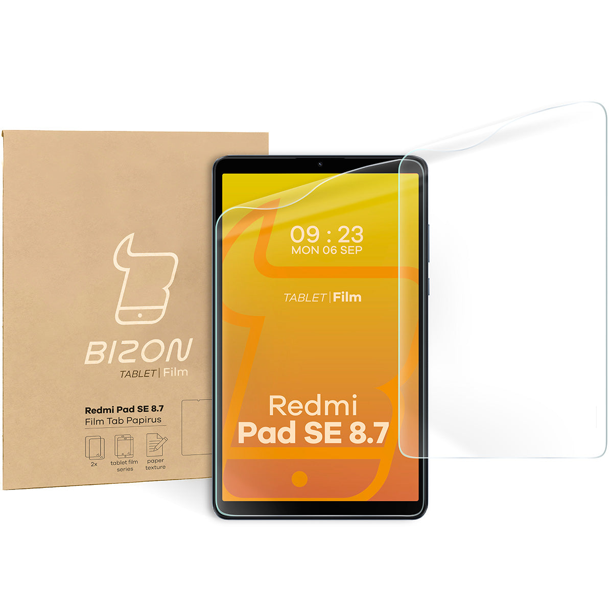 Papierimitationsfolie für Xiaomi Redmi Pad SE 8.7'', Bizon Film Tab Papirus Duo, 2 Stück