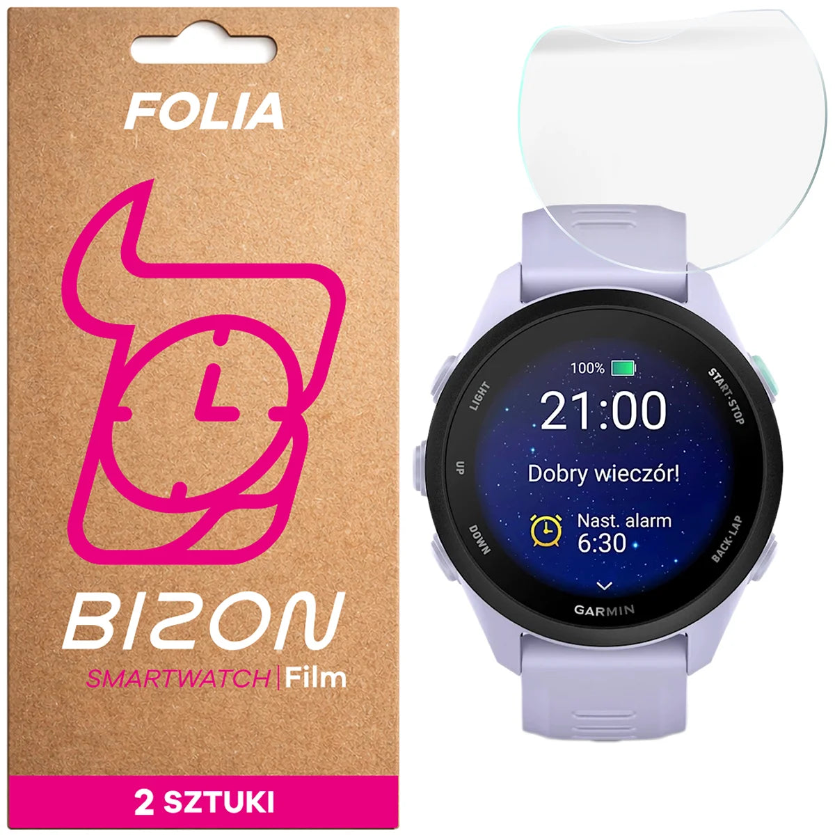 Hydrogel Folie für den Bildschirm für Garmin Forerunner 70 / 170 / 170 Music, Bizon Watch Film Hydrogel Duo, 2 Stück