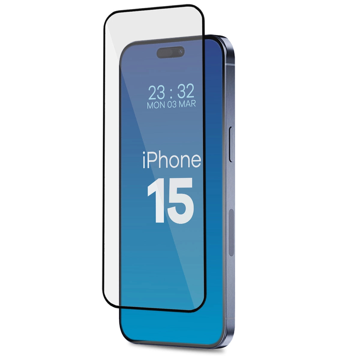 Gehärtetes Glas mit Rahmen zum einfachen Auftragen für iPhone 15, Bizon Glass Aplikator, 2 Stück