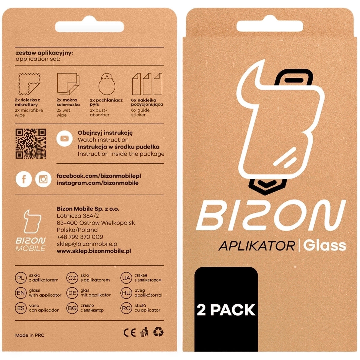 Gehärtetes Glas mit Rahmen zum einfachen Auftragen für iPhone 15, Bizon Glass Aplikator, 2 Stück