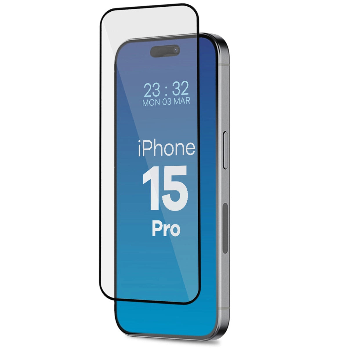 Gehärtetes Glas mit Rahmen zum einfachen Auftragen für iPhone 15 Pro, Bizon Glass Aplikator, 2 Stück
