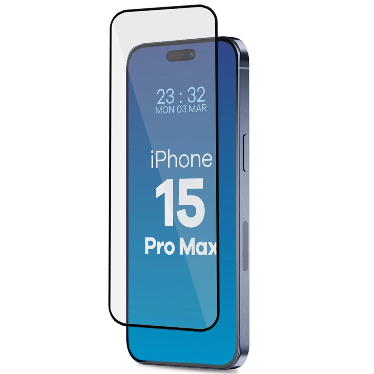 Gehärtetes Glas mit Rahmen zum einfachen Auftragen für iPhone 15 Pro Max, Bizon Glass Aplikator, 2 Stück