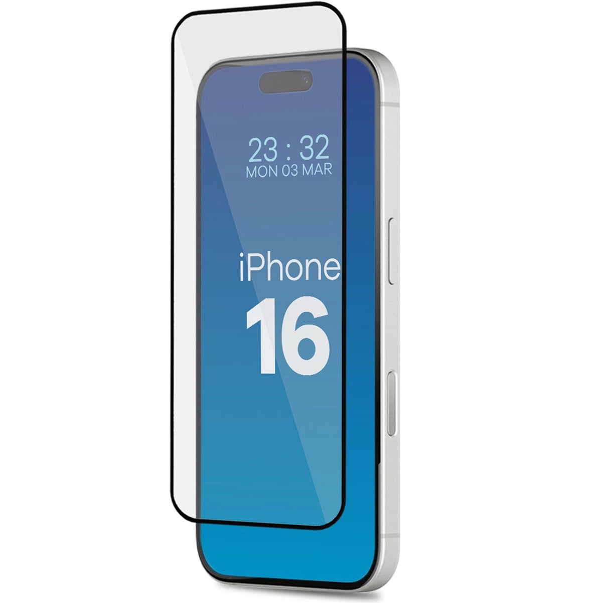 Gehärtetes Glas mit Rahmen zum einfachen Auftragen für iPhone 16, Bizon Glass Aplikator, 2 Stück