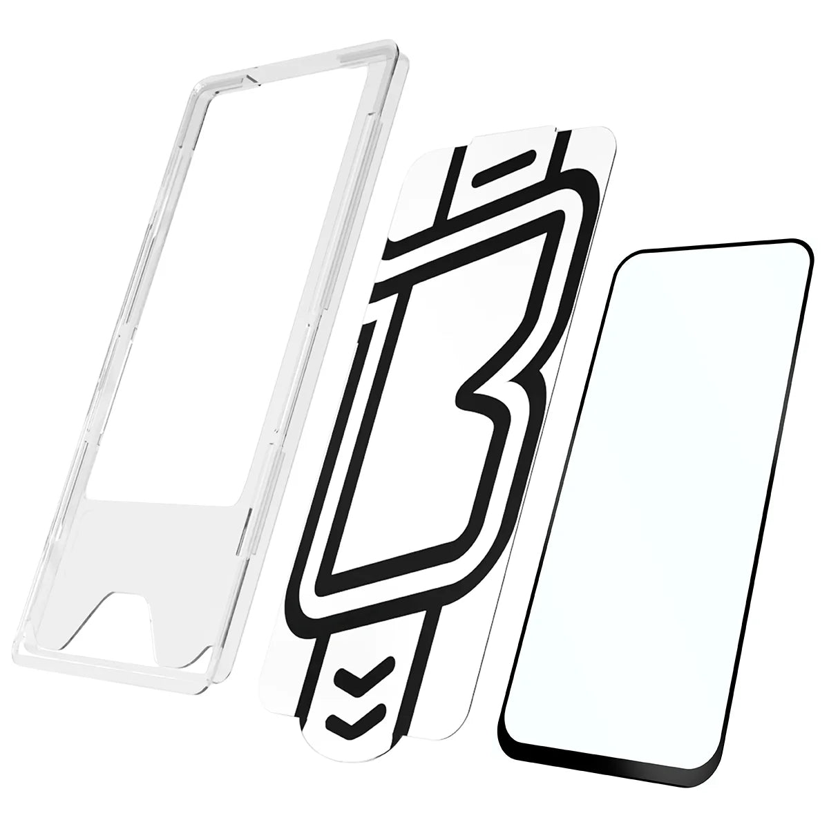 Gehärtetes Glas mit Applikationsrahme für Xiaomi Redmi 15C 4G / 5G, Bizon Glass Aplikator Edge, 1 Set
