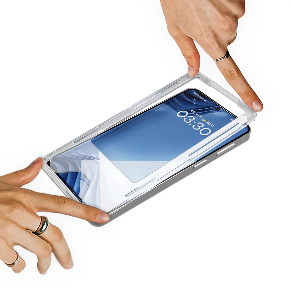 Gehärtetes Glas mit Applikationsrahme für Oppo Reno16 / Reno16 Pro 5G, Bizon Glass Aplikator Edge, 2 Sets