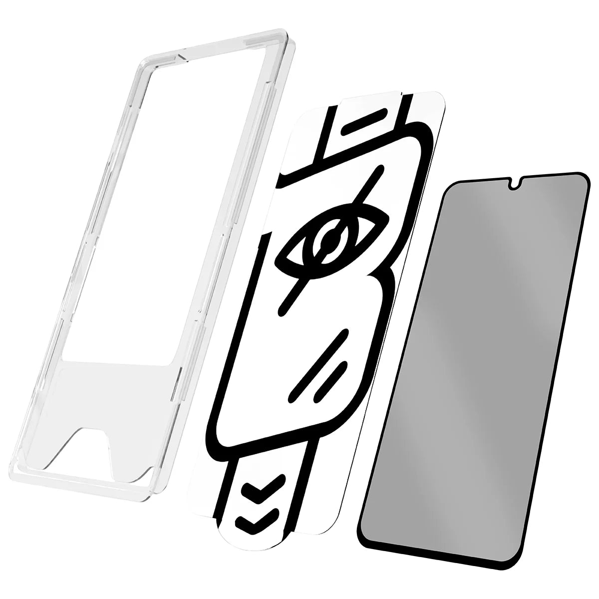 Gehärtetes Glas mit Privatschutzfilter und Applikationsrahmen für Galaxy A16 / A17, Bizon Glass Aplikator Shadow, 1 Set