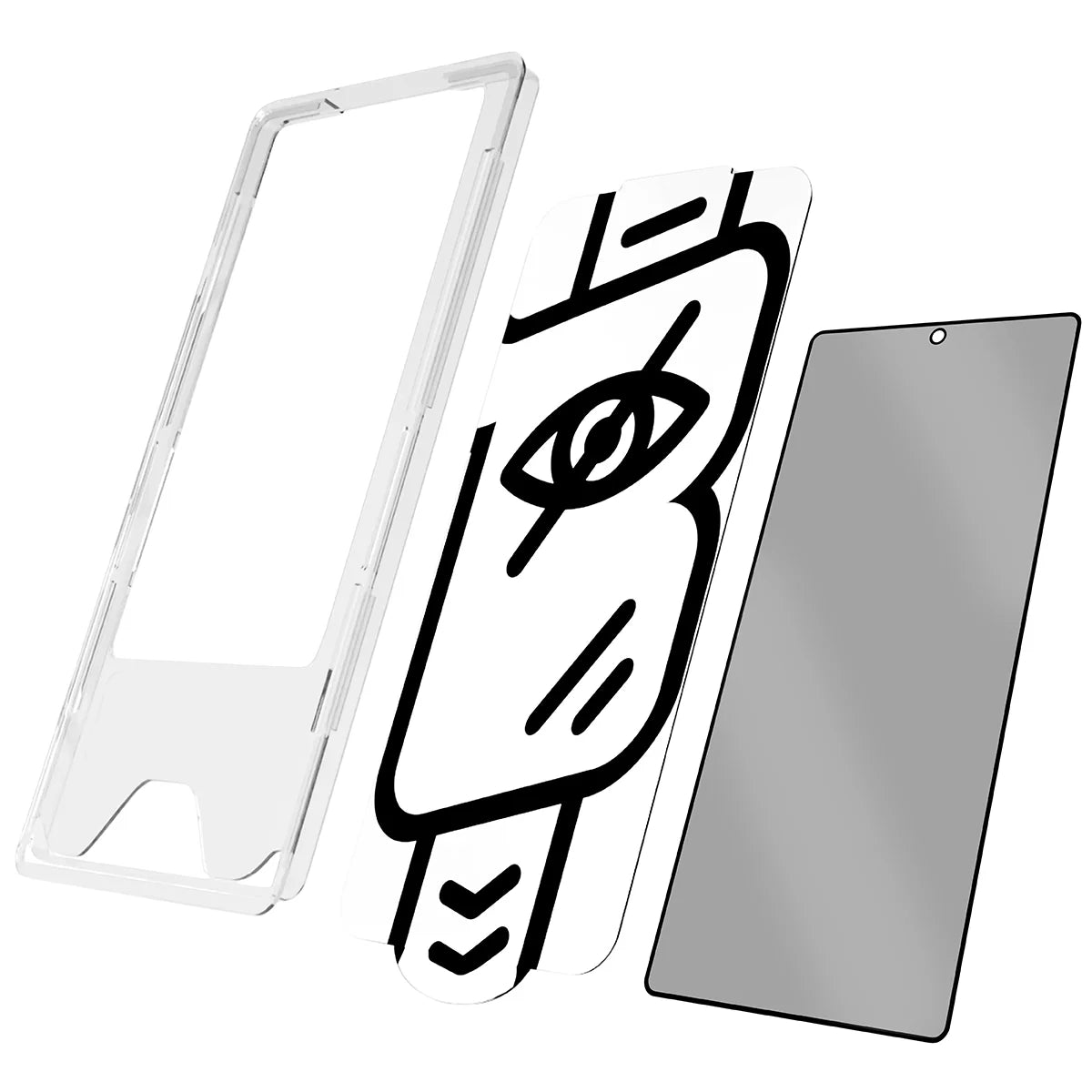 Gehärtetes Glas mit Privatschutzfilter und Applikationsrahmen für Galaxy S25 Ultra, Bizon Glass Aplikator Shadow, 1 Set