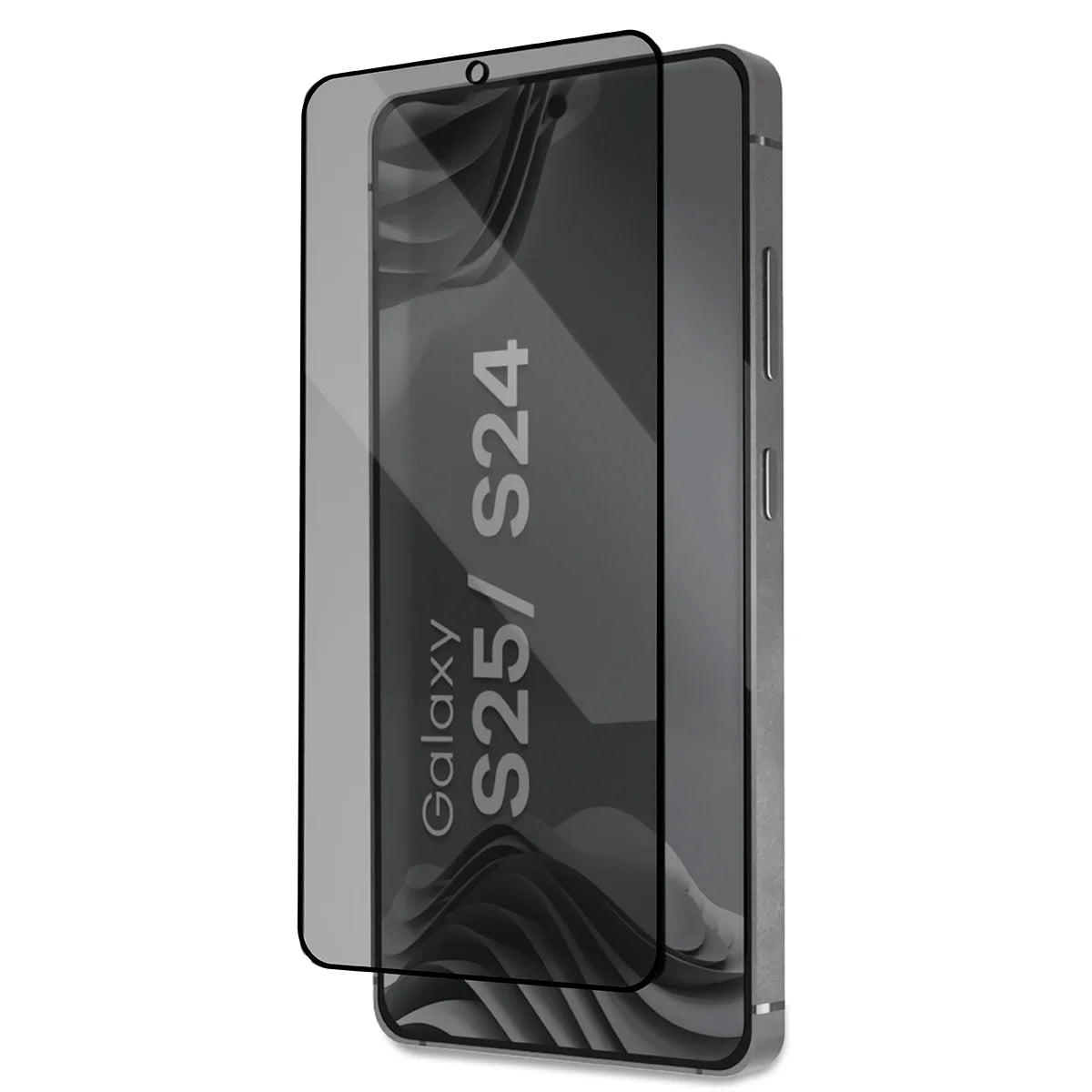 Gehärtetes Glas mit Privatschutzfilter und Applikationsrahmen für Galaxy S25 / S24, Bizon Glass Aplikator Shadow, 2 Sets