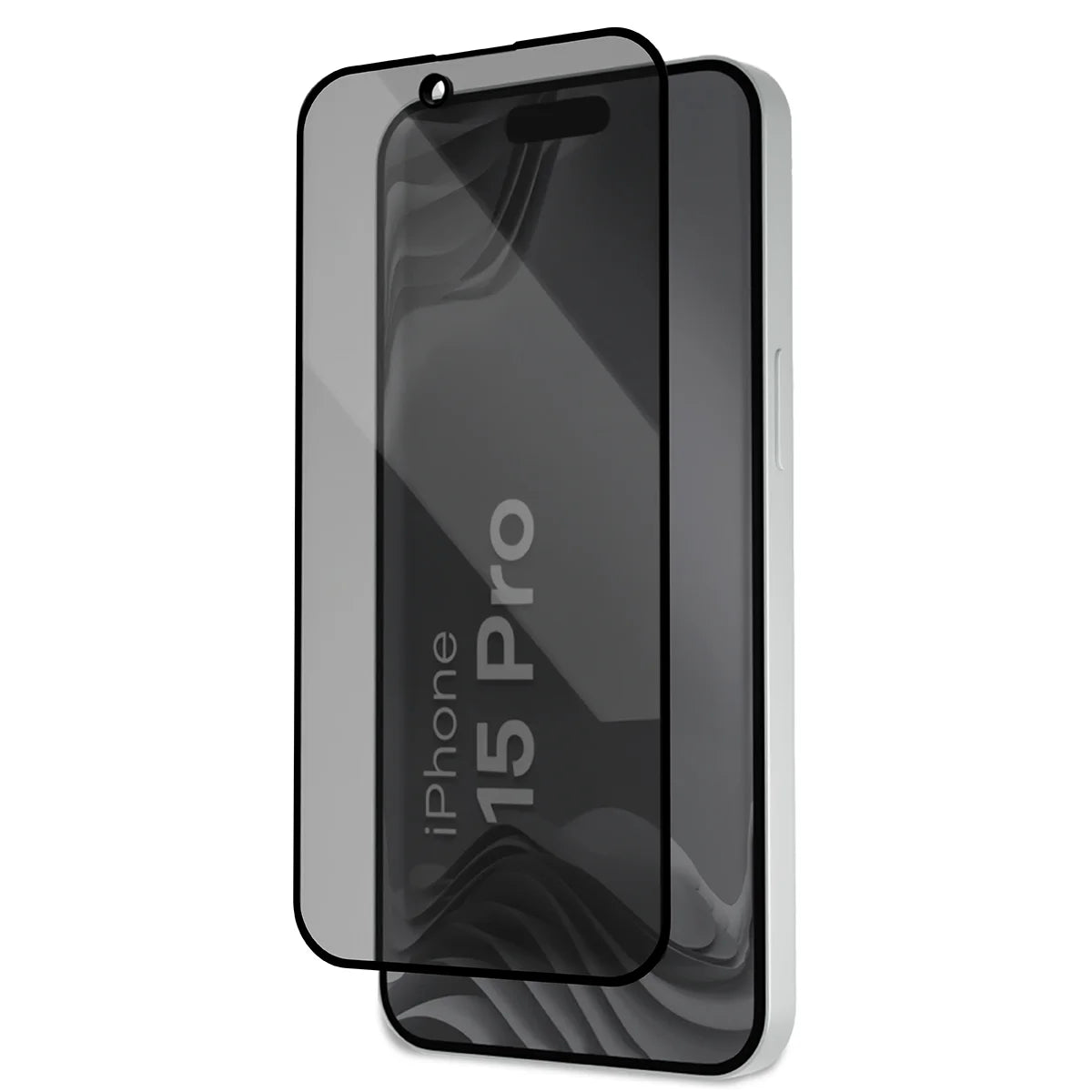 Gehärtetes Glas mit Privatschutzfilter und Applikationsrahmen für iPhone 15 Pro, Bizon Glass Aplikator Shadow, 2 Sets