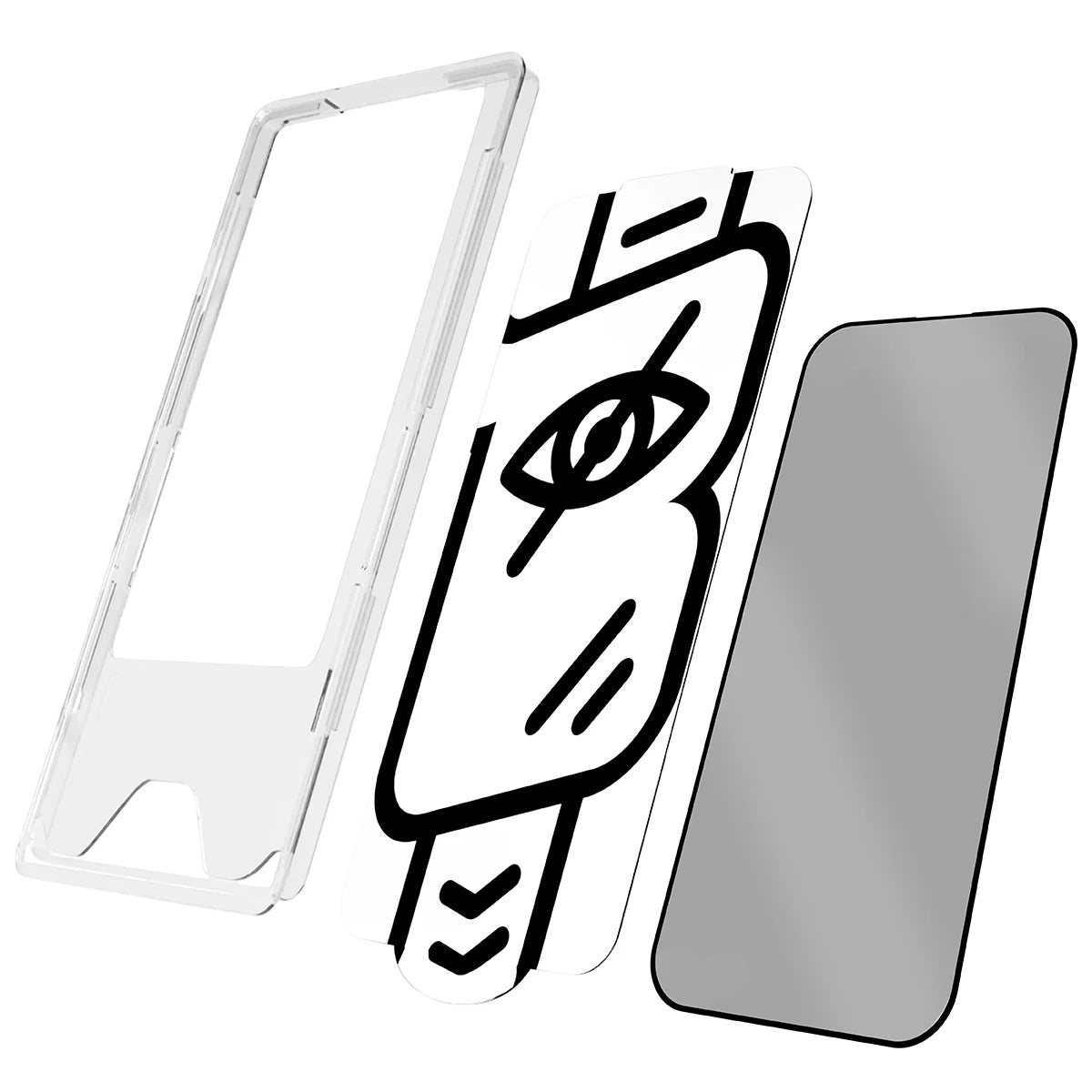 Gehärtetes Glas mit Privatschutzfilter und Applikationsrahmen für iPhone 18 Pro, Bizon Glass Aplikator Shadow, 2 Sets (5/7)