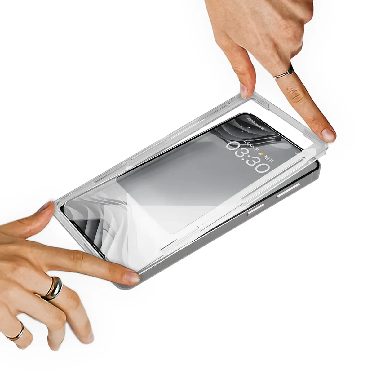 Gehärtetes Glas mit Privatschutzfilter und Applikationsrahmen für iPhone 18 Pro, Bizon Glass Aplikator Shadow, 2 Sets (6/7)