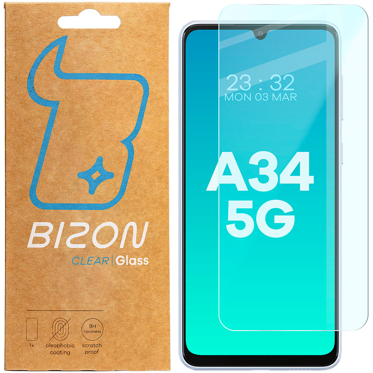 Gehärtetes Glas Bizon Glass Clear 2 für Galaxy A34 5G