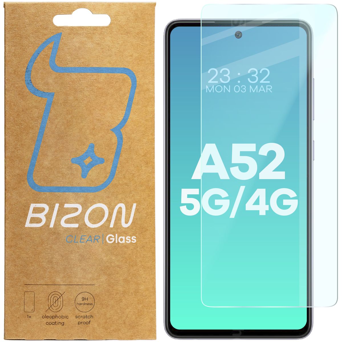 Gehärtetes Glas für Galaxy A52s / A52 5G / A52 4G, Bizon Glass Clear