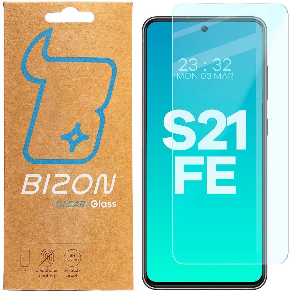 Gehärtetes Glas für Galaxy S21 FE, Bizon Glass Clear