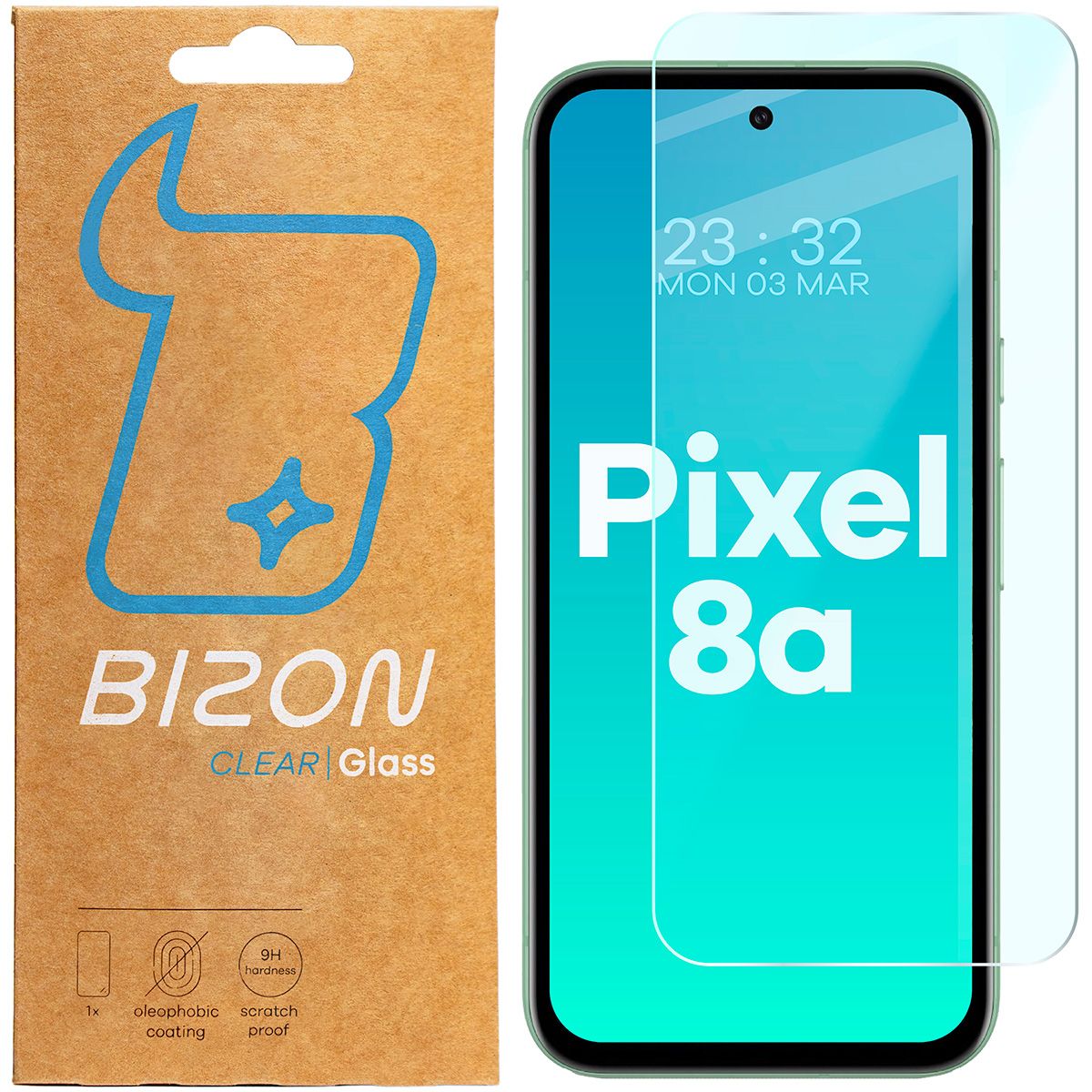 Gehärtetes Glas für Pixel 8a, Bizon Glass Clear