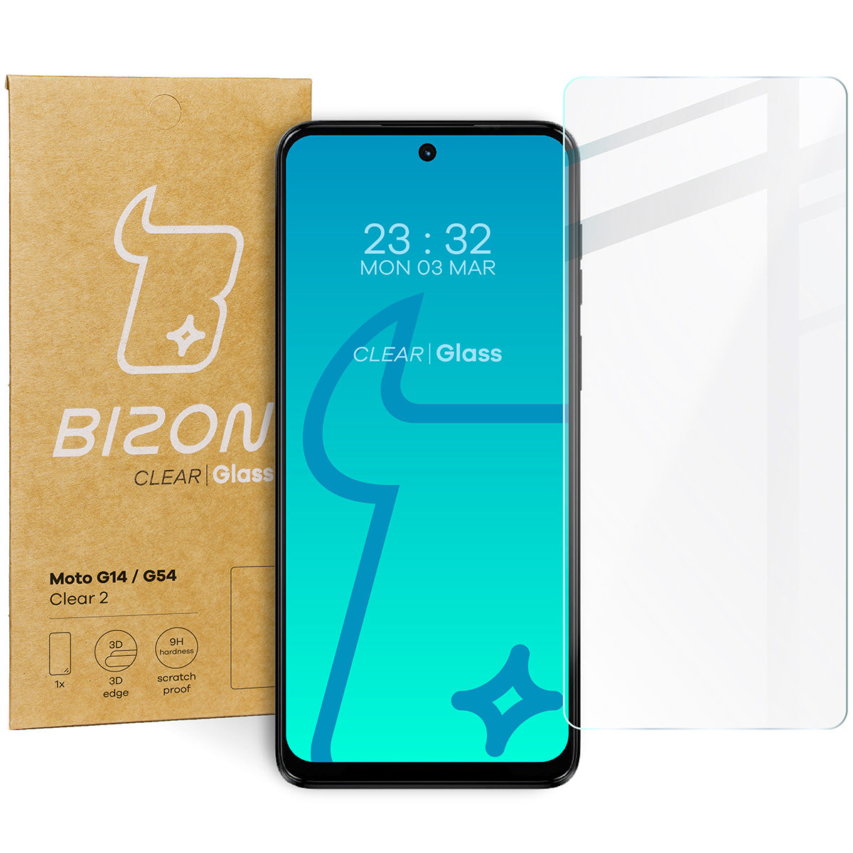 Gehärtetes Glas Bizon Glass Clear 2 für Moto G14 / G54 / G54 Power / G55