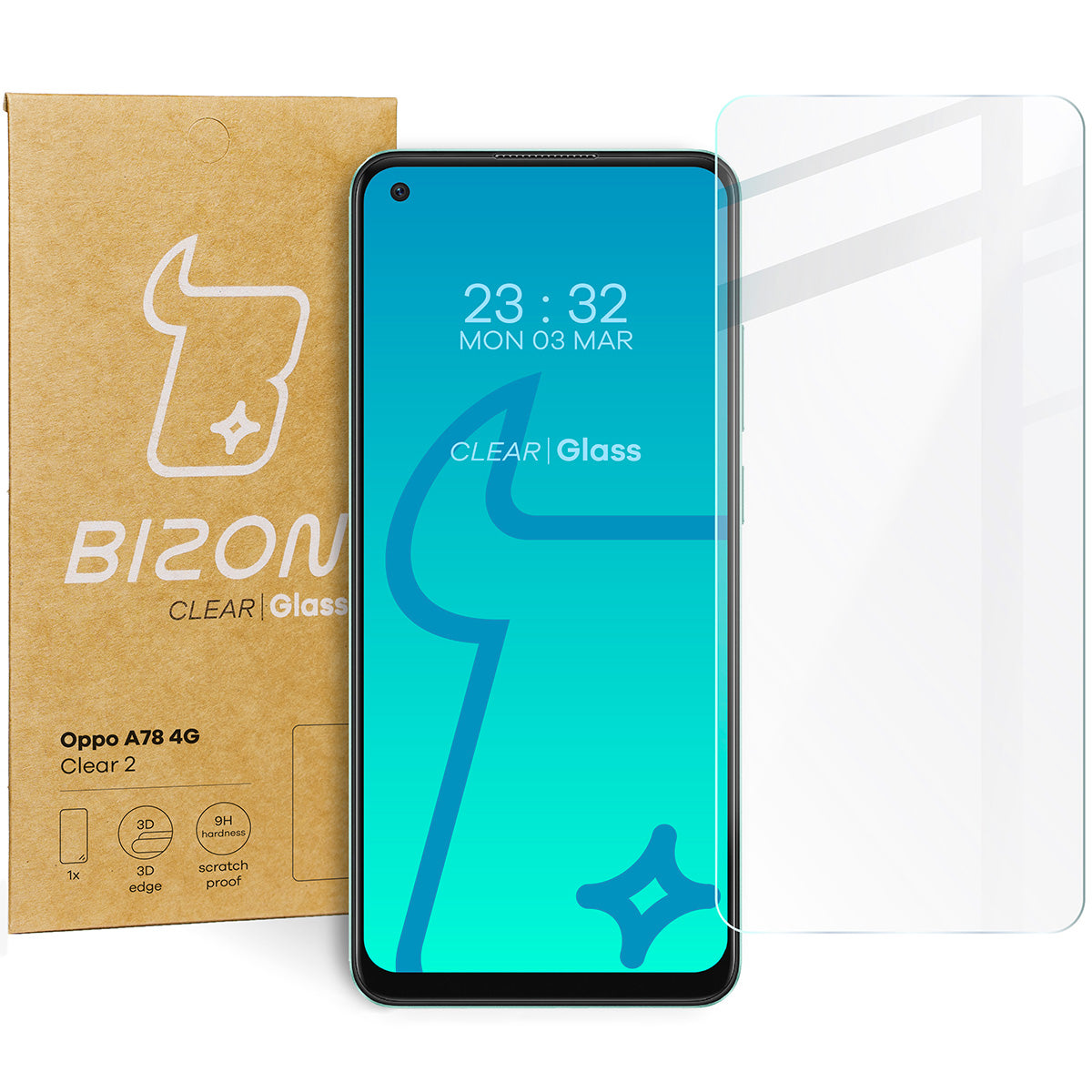 Gehärtetes Glas Bizon Glass Clear 2 für Oppo A78 4G