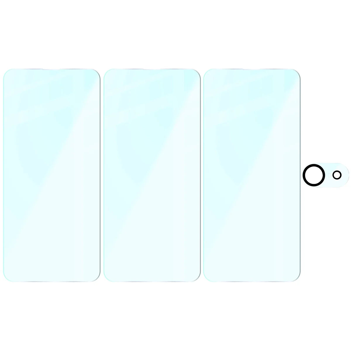 Gehärtetes Glas - 3 Stück + Kameraschutz für iPhone 16e, Bizon Glass Clear 2 Pack