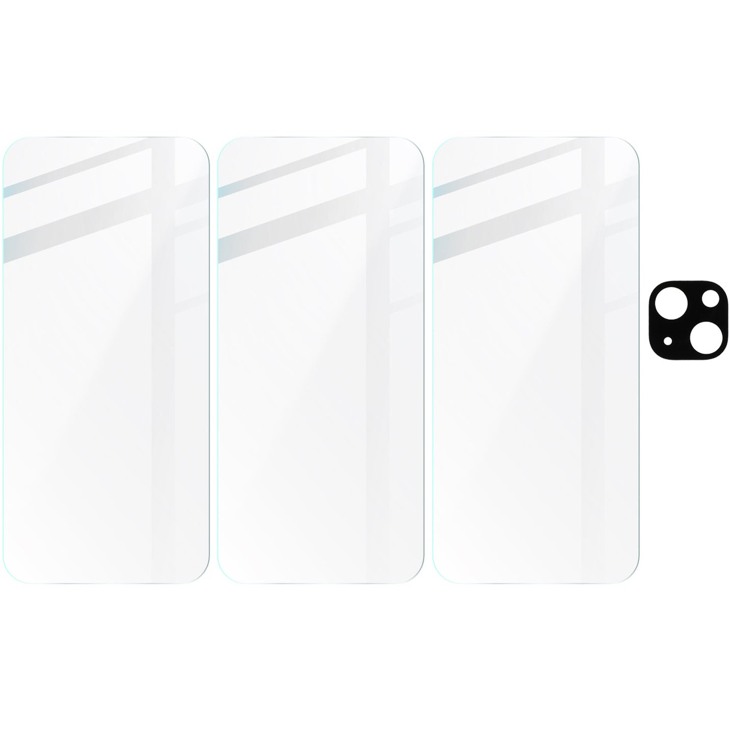 Gehärtetes Glas Bizon Glass Clear 2 Pack - 3 Stück + Kameraschutz, iPhone 15 Plus