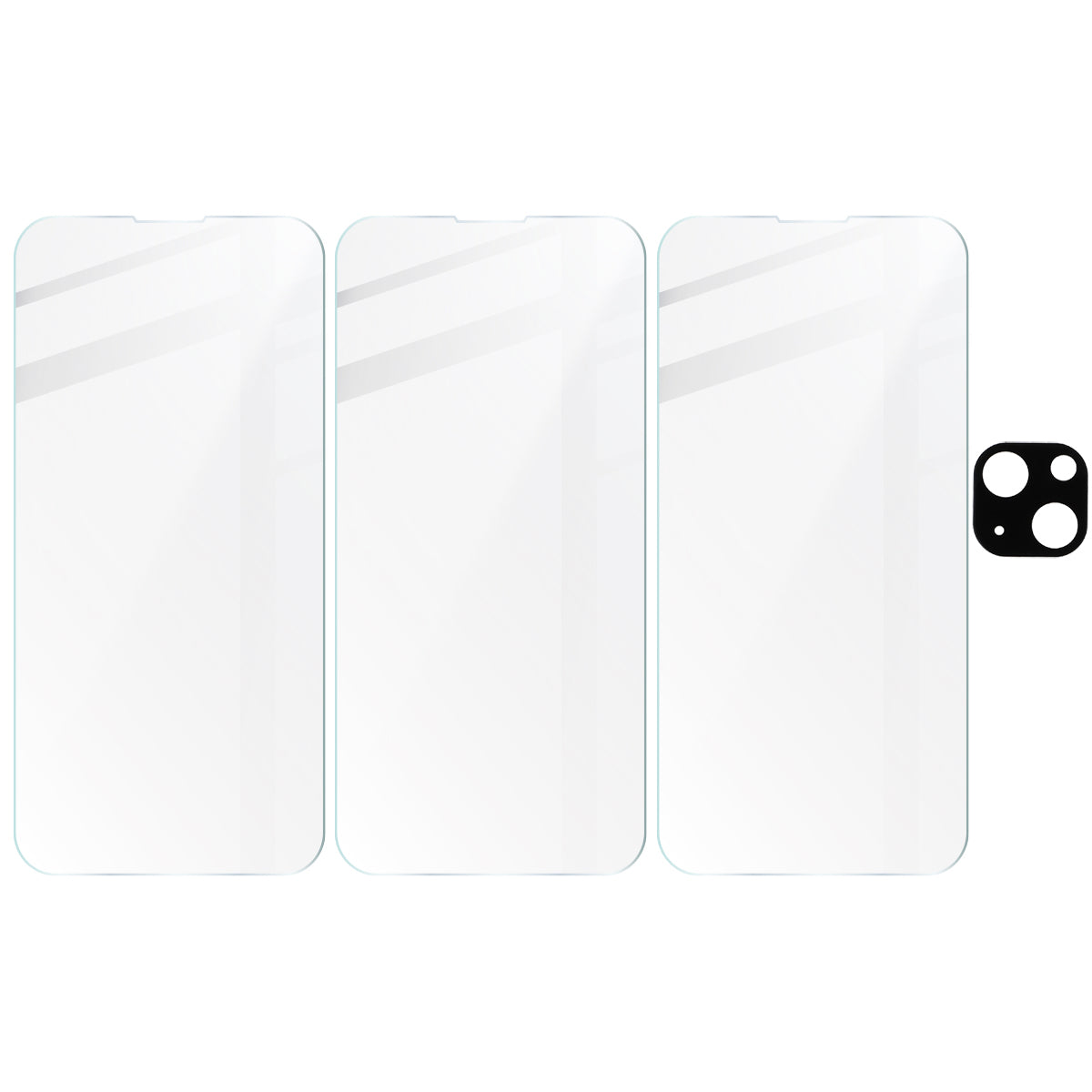 Gehärtetes Glas - 3 Stück + Kameraschutz für iPhone 13 Mini, Bizon Glass Clear Pack
