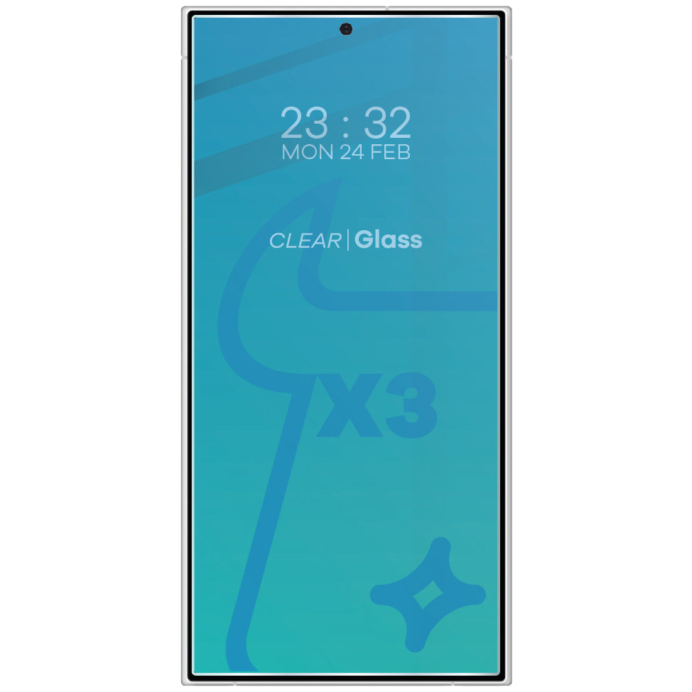 Gehärtetes Glas - 3 Stück + Kameraschutz für Galaxy S24 Ultra, Bizon Glass Clear 2 Pack