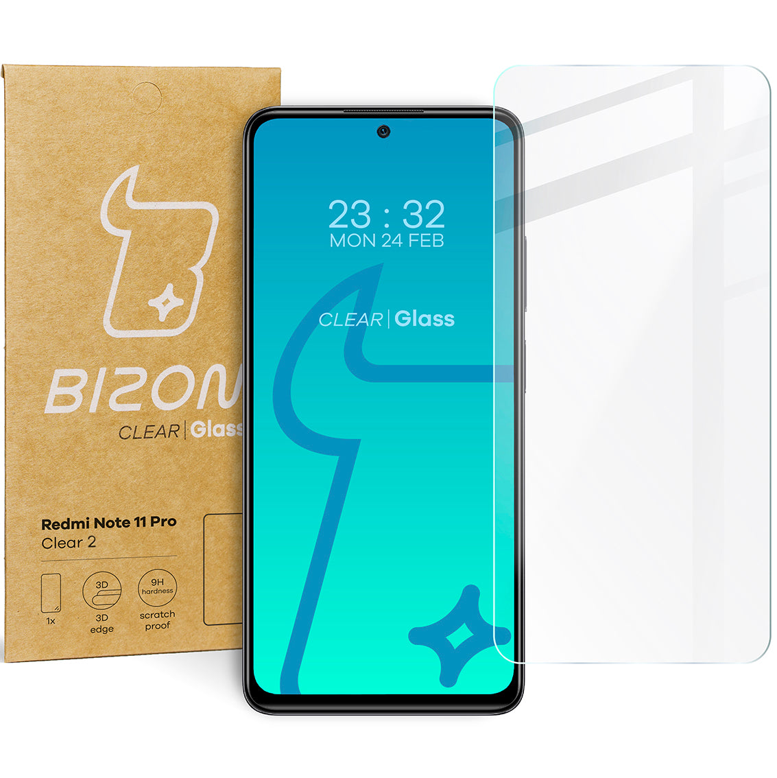 Gehärtetes Glas für Xiaomi Redmi Note 11 Pro, Bizon Glass Clear 2
