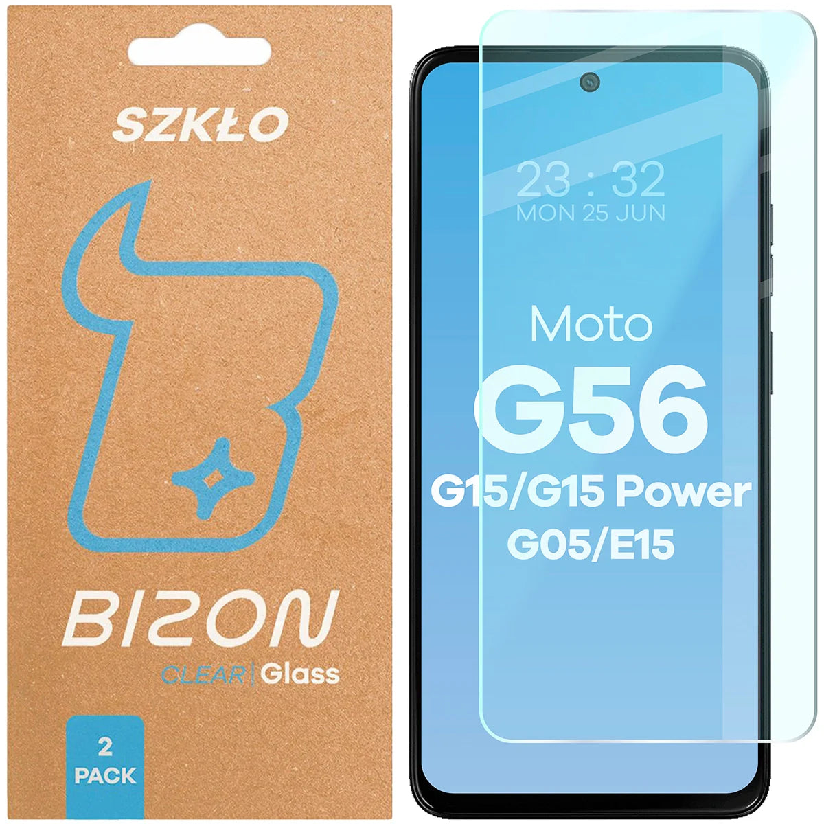 Gehärtetes Glas für Motorola Moto G15 / G15 Power / G05 / E15 / G56 5G, Bizon Glass Clear Duo, 2 Stück