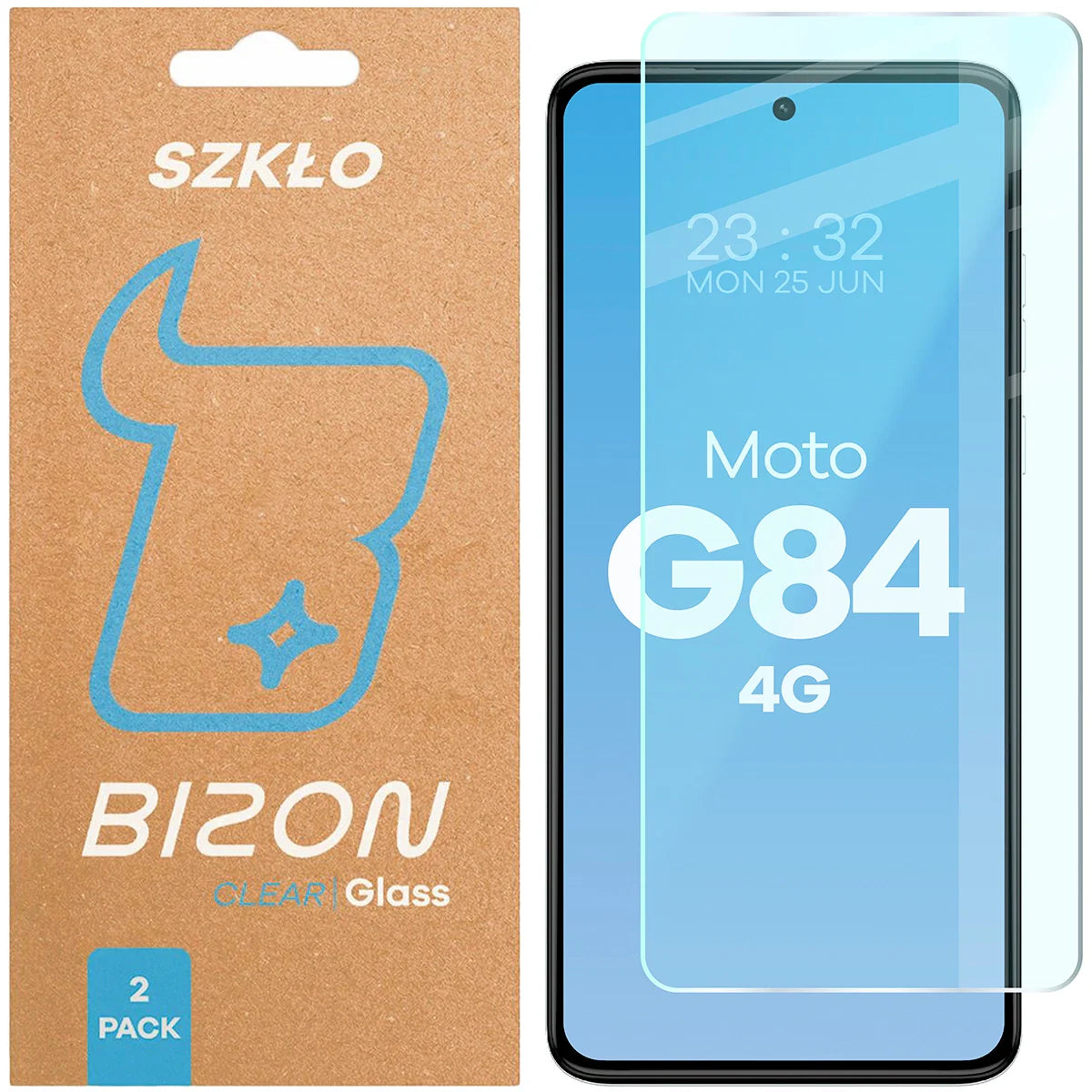 Gehärtetes Glas für Motorola Moto G84 5G, Bizon Glass Clear Duo, 2 Stück