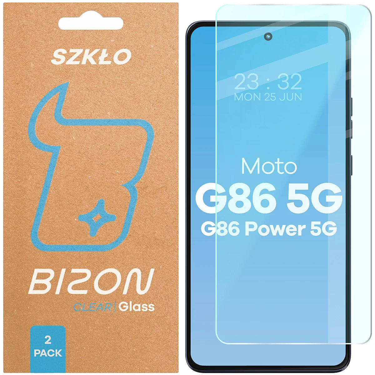 Gehärtetes Glas für Motorola Moto G86 5G / G86 Power 5G, Bizon Glass Clear Duo, 2 Stück