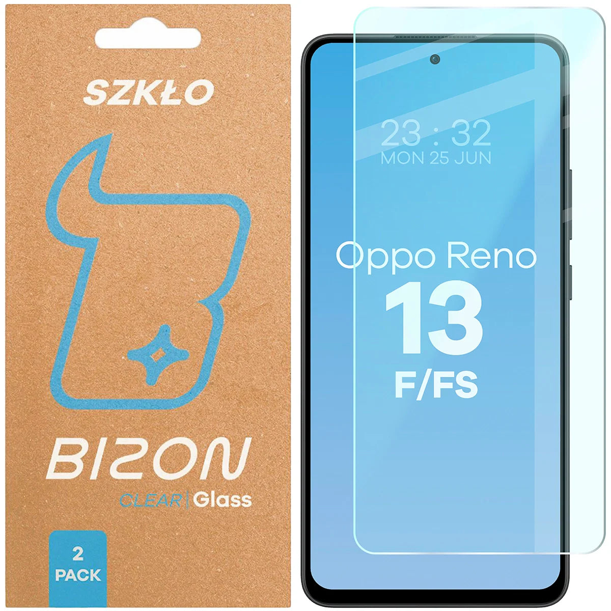 Gehärtetes Glas für Oppo Reno 13 F / FS, Bizon Glass Clear Duo, 2 Stück