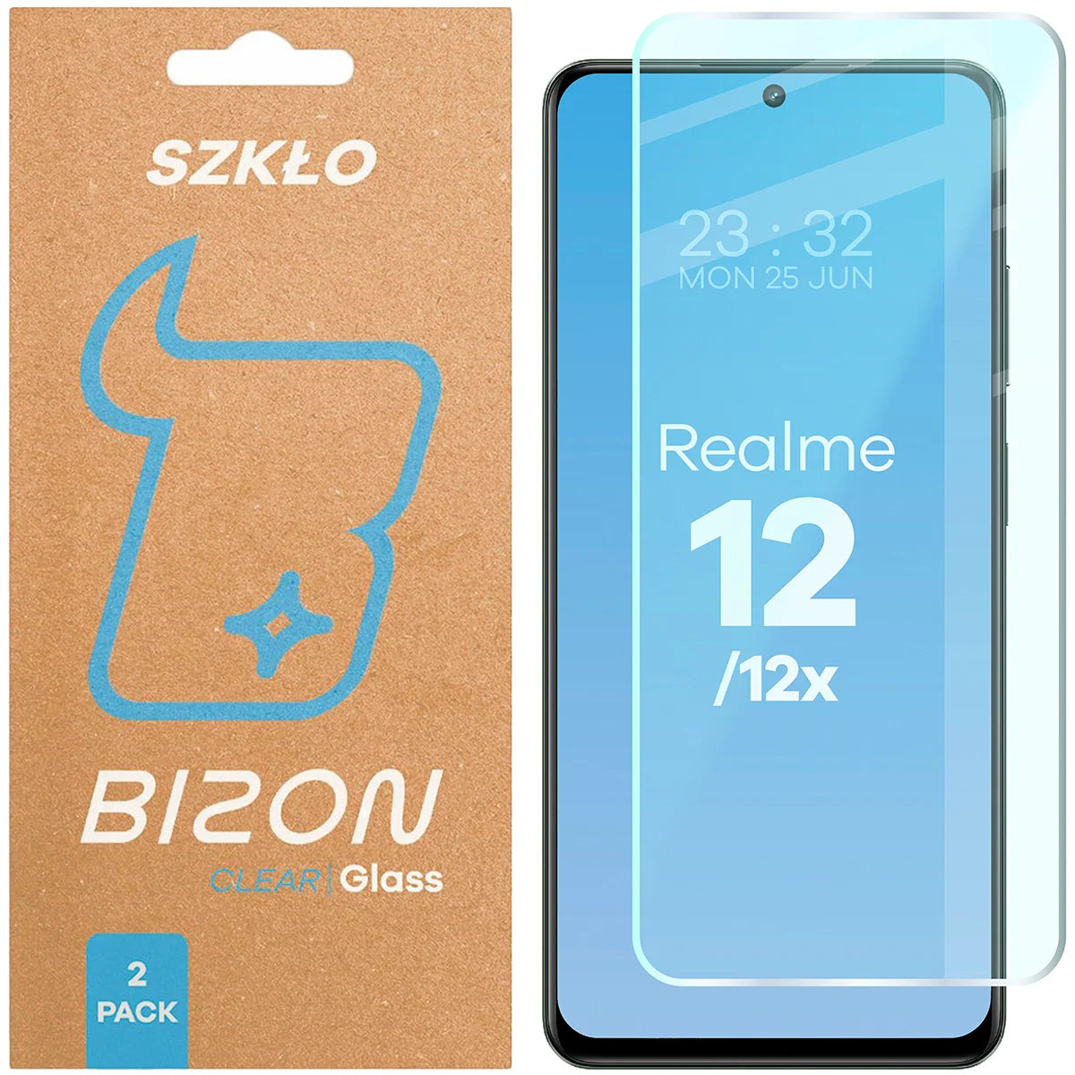 Gehärtetes Glas für Realme 12 / 12x, Bizon Glass Clear Duo, 2 Stück
