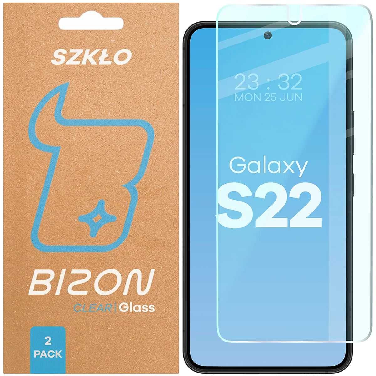 Gehärtetes Glas für Galaxy S22, Bizon Glass Clear Duo, 2 Stück