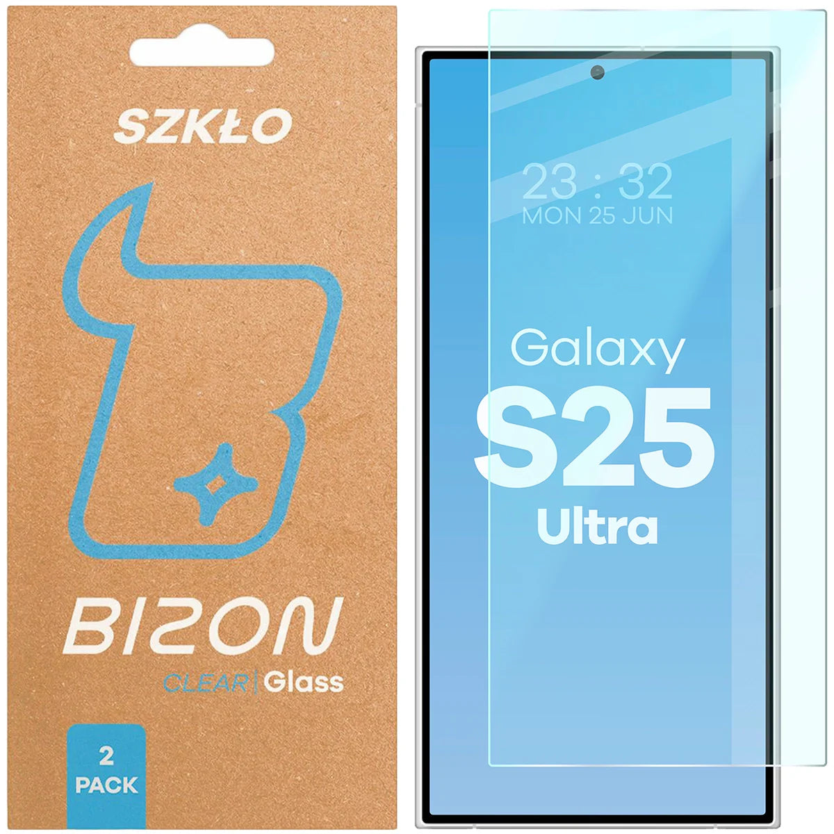 Gehärtetes Glas für Galaxy S25 Ultra, Bizon Glass Clear Duo, 2 Stück