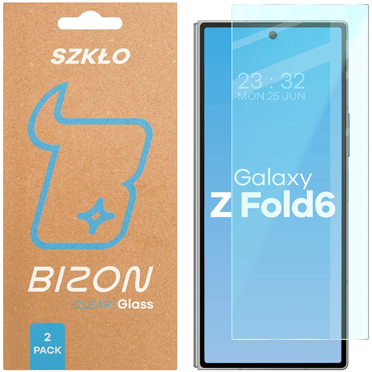 Gehärtetes Glas für Galaxy Z Fold6, Bizon Glass Clear Duo, 2 Stück