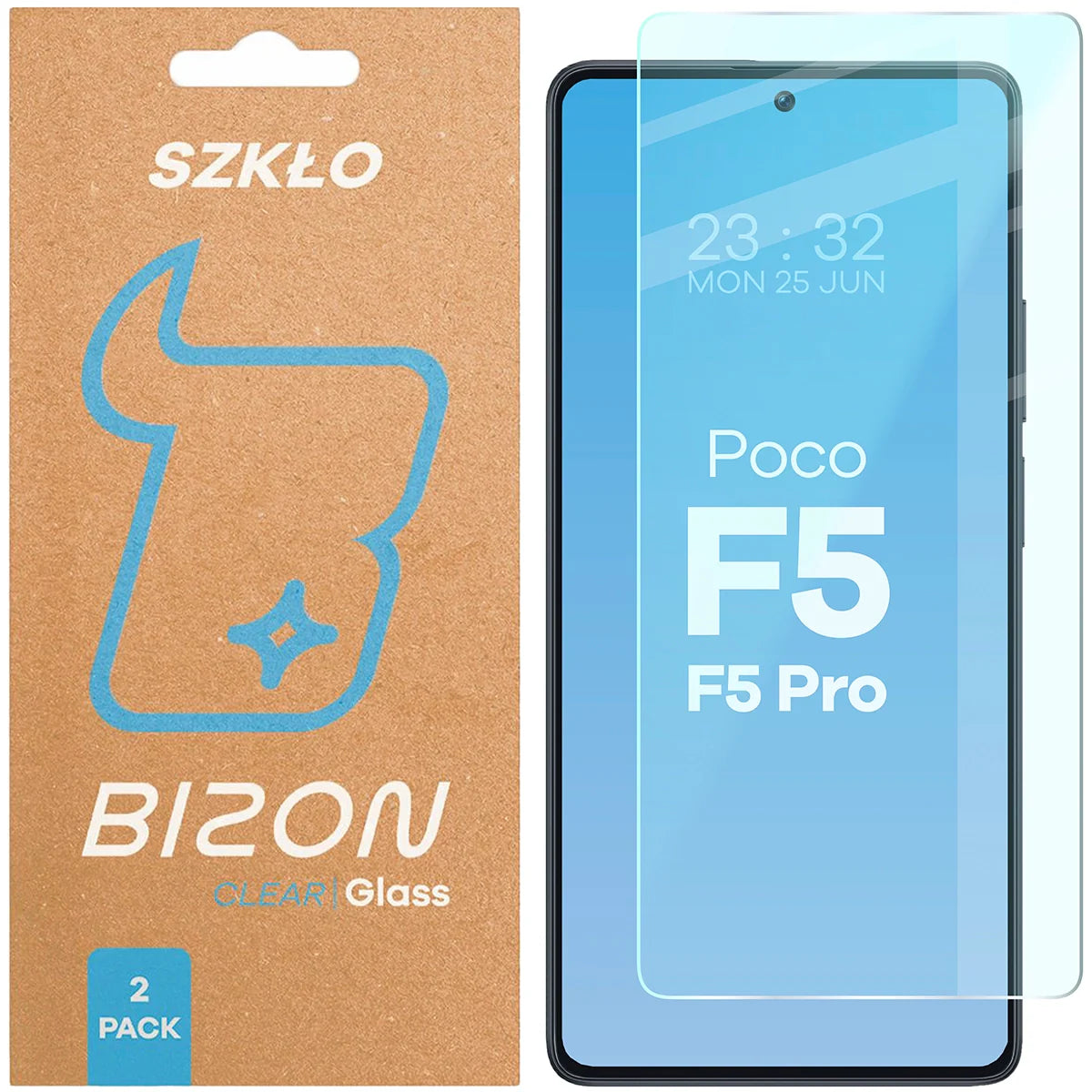 Gehärtetes Glas für Xiaomi POCO F5 / F5 Pro, Bizon Glass Clear Duo, 2 Stück