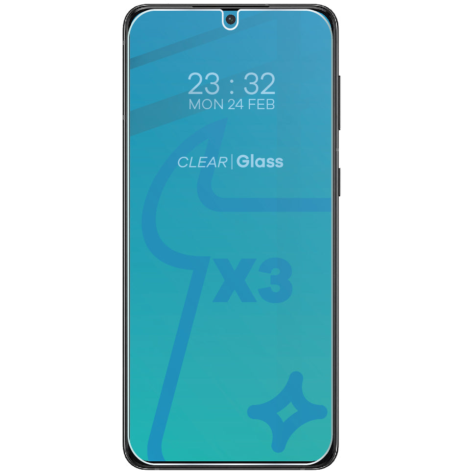 Gehärtetes Glas Bizon Glass Clear - 3 Stück + Kameraschutz für Galaxy S21 Plus 5G