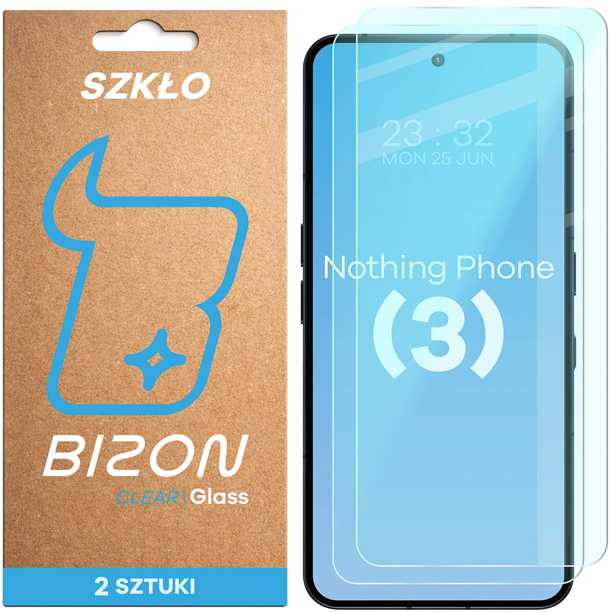 Gehärtetes Glas für Nothing Phone (3), Bizon Glass Clear Duo, 2 Stück (1/4)