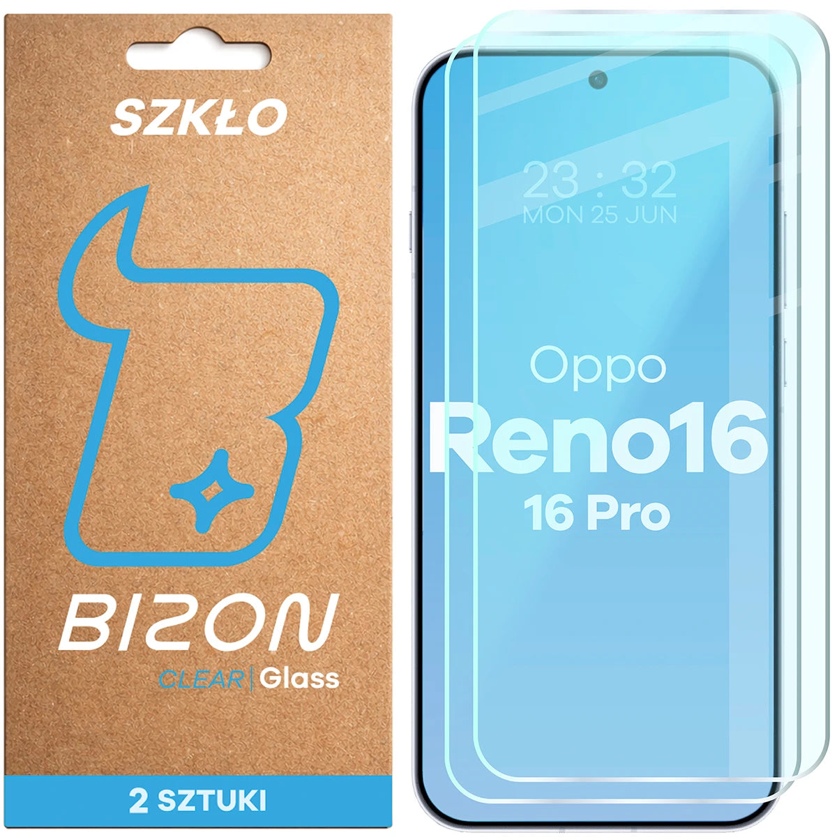 Gehärtetes Glas für Oppo Reno16 / Reno16 Pro 5G, Bizon Glass Clear Duo, 2 Stück (1/4)