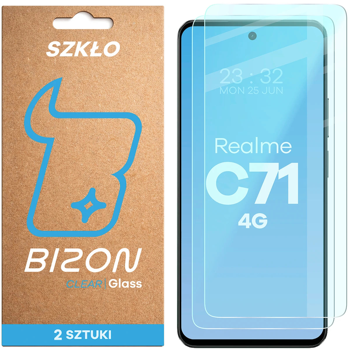Gehärtetes Glas für realme C71 4G, Bizon Glass Clear Duo, 2 Stück (1/4)