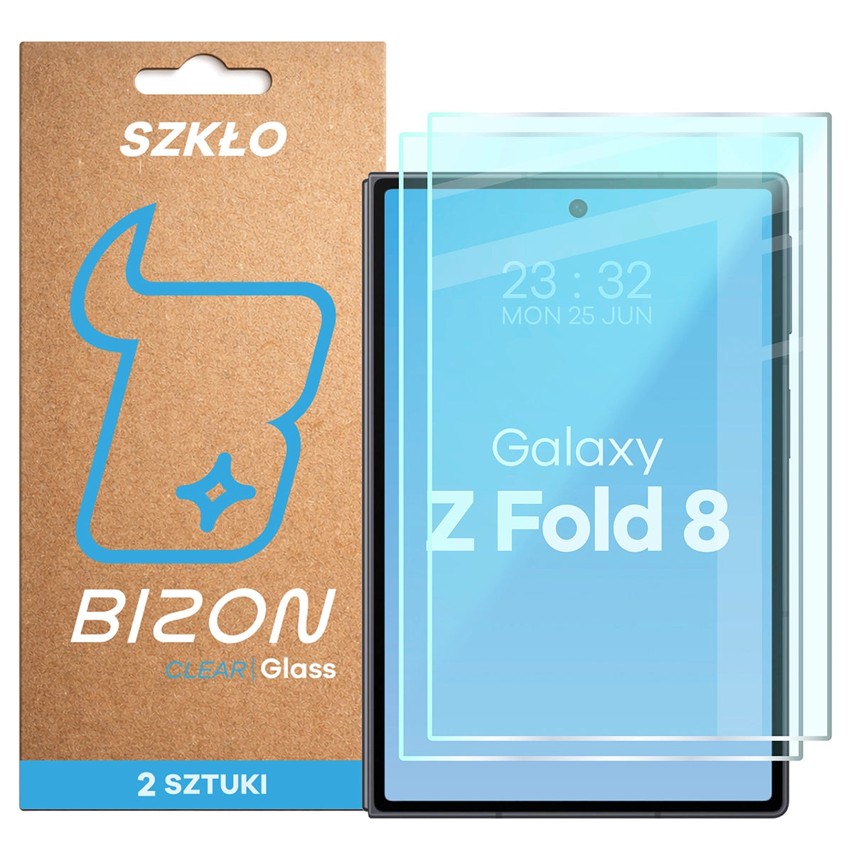Gehärtetes Glas für Galaxy Z Fold8, Bizon Glass Clear Duo, 2 Stück