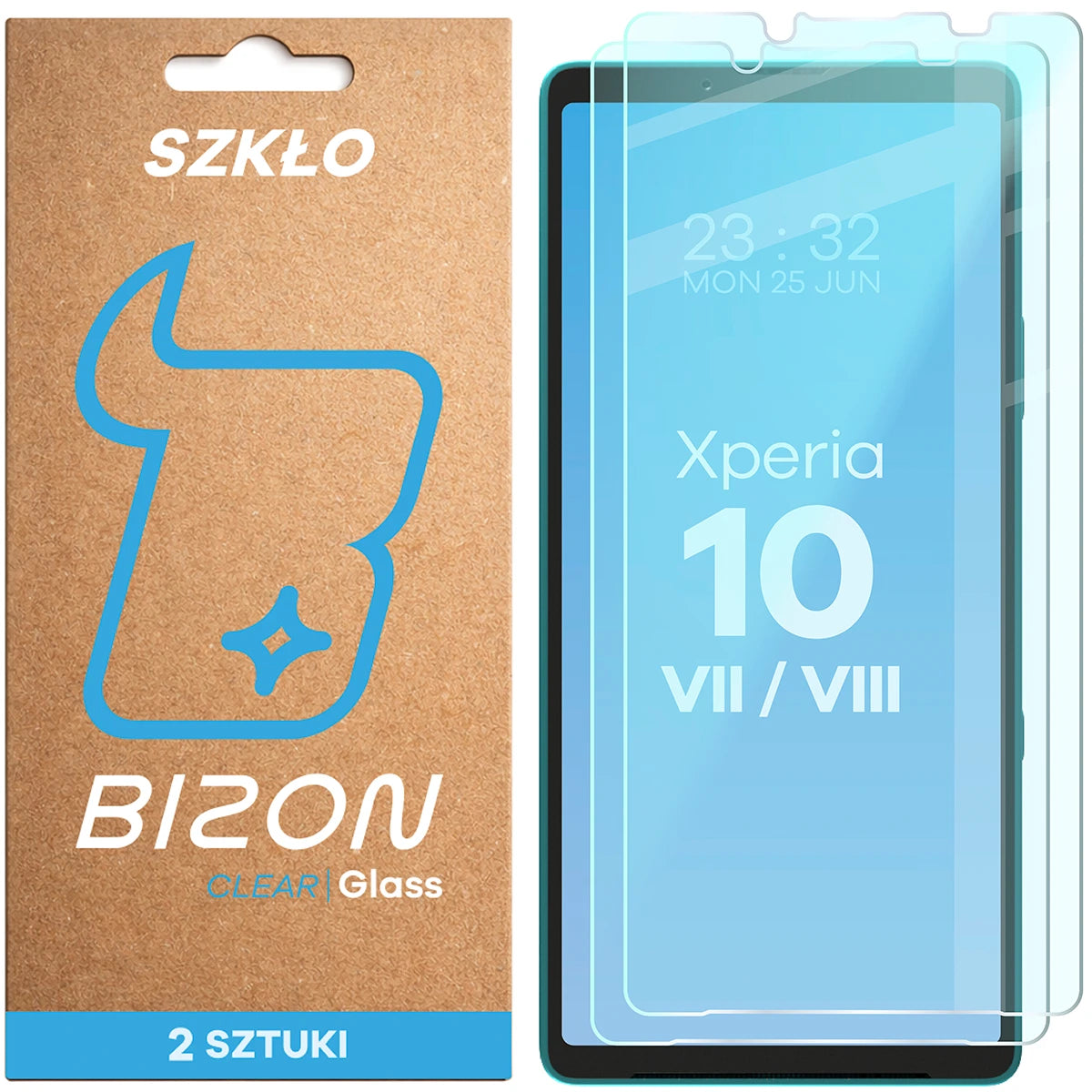 Gehärtetes Glas für Sony Xperia 10 VIII / VII, Bizon Glass Clear Duo, 2 Stück (1/4)