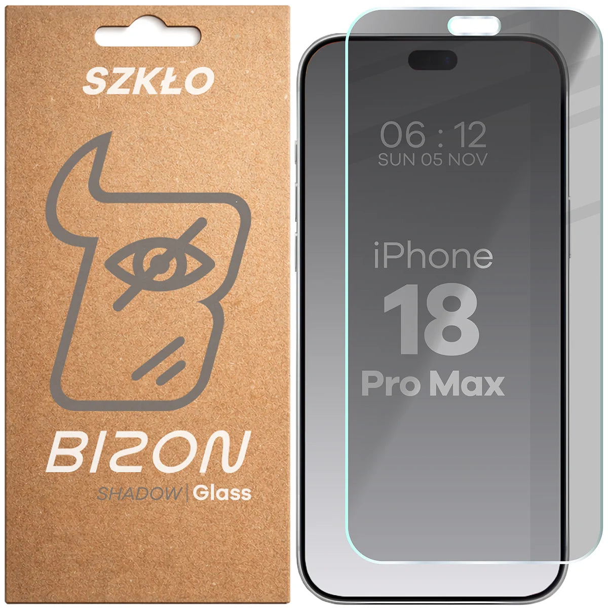 Gehärtetes Glas mit Privatschutzfilter für iPhone 18 Pro Max, Bizon Glass Clear Shadow, getönt (1/4)
