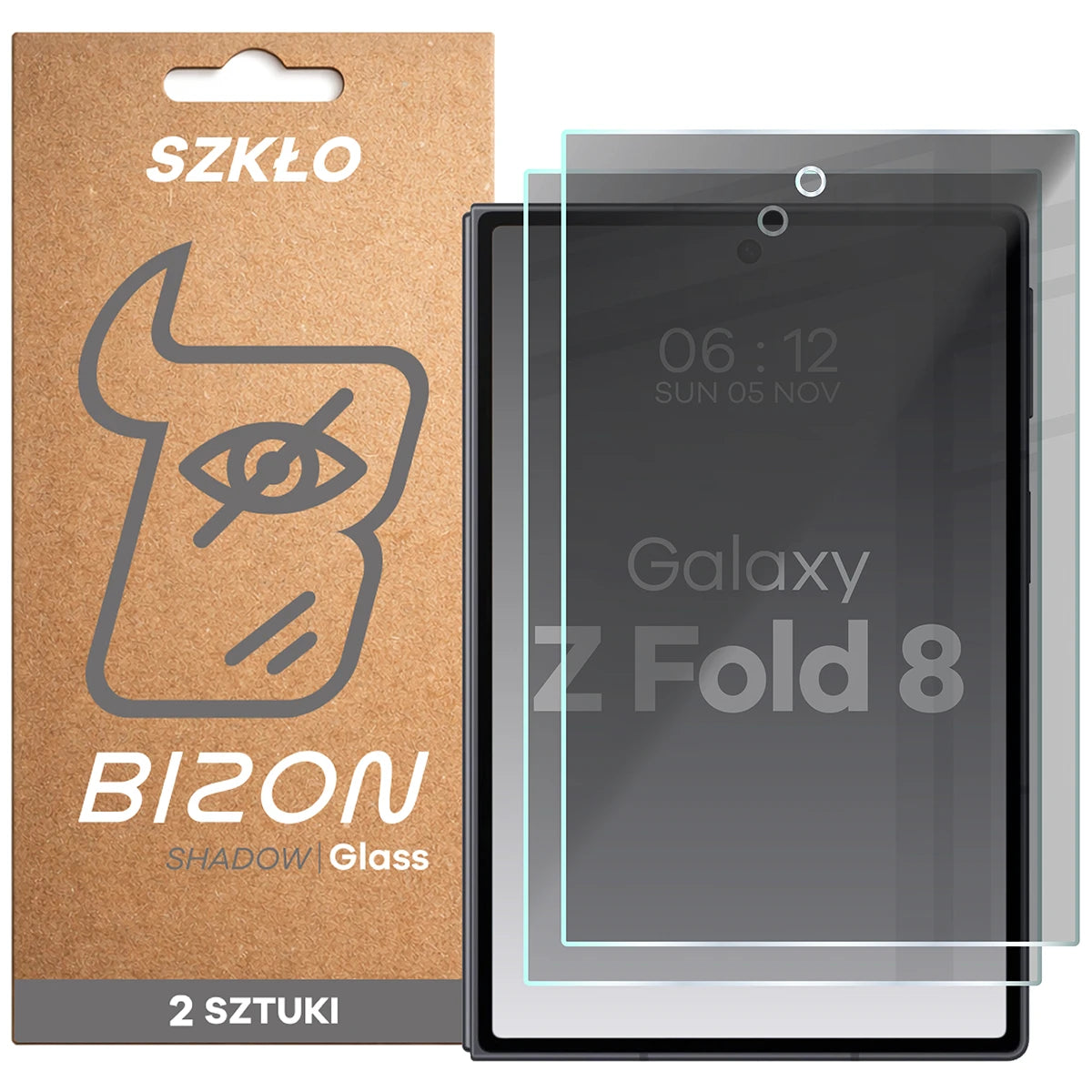 Gehärtetes Glas mit Privatschutzfilter für Galaxy Z Fold8, Bizon Glass Clear Shadow Duo, getönt, 2 Stück (1/4)
