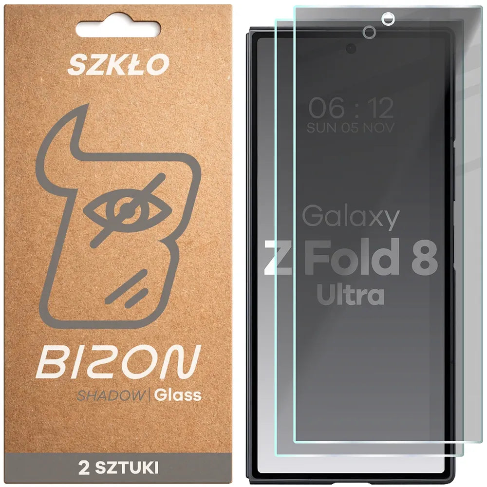 Gehärtetes Glas mit Privatschutzfilter für Galaxy Z Fold8 Ultra, Bizon Glass Clear Shadow Duo, getönt, 2 Stück (1/4)