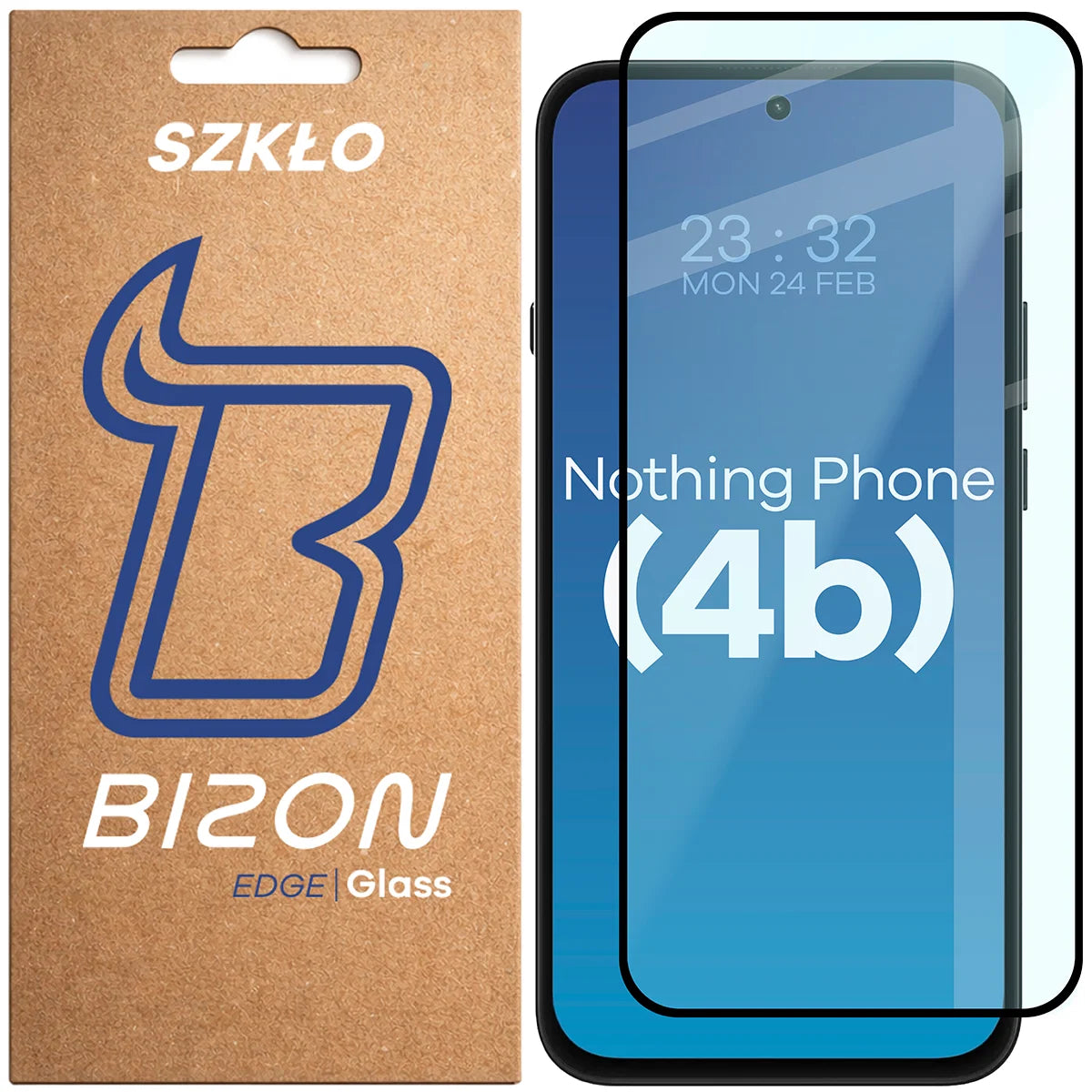 Gehärtetes Glas für Nothing Phone (4b), Bizon Glass Edge, Schwarzer Rahmen (1/4)