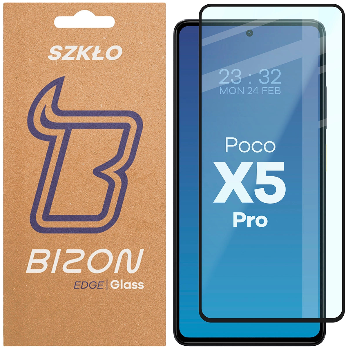 Gehärtetes Glas Bizon Glass Edge 2 für Poco X5 Pro, schwarz