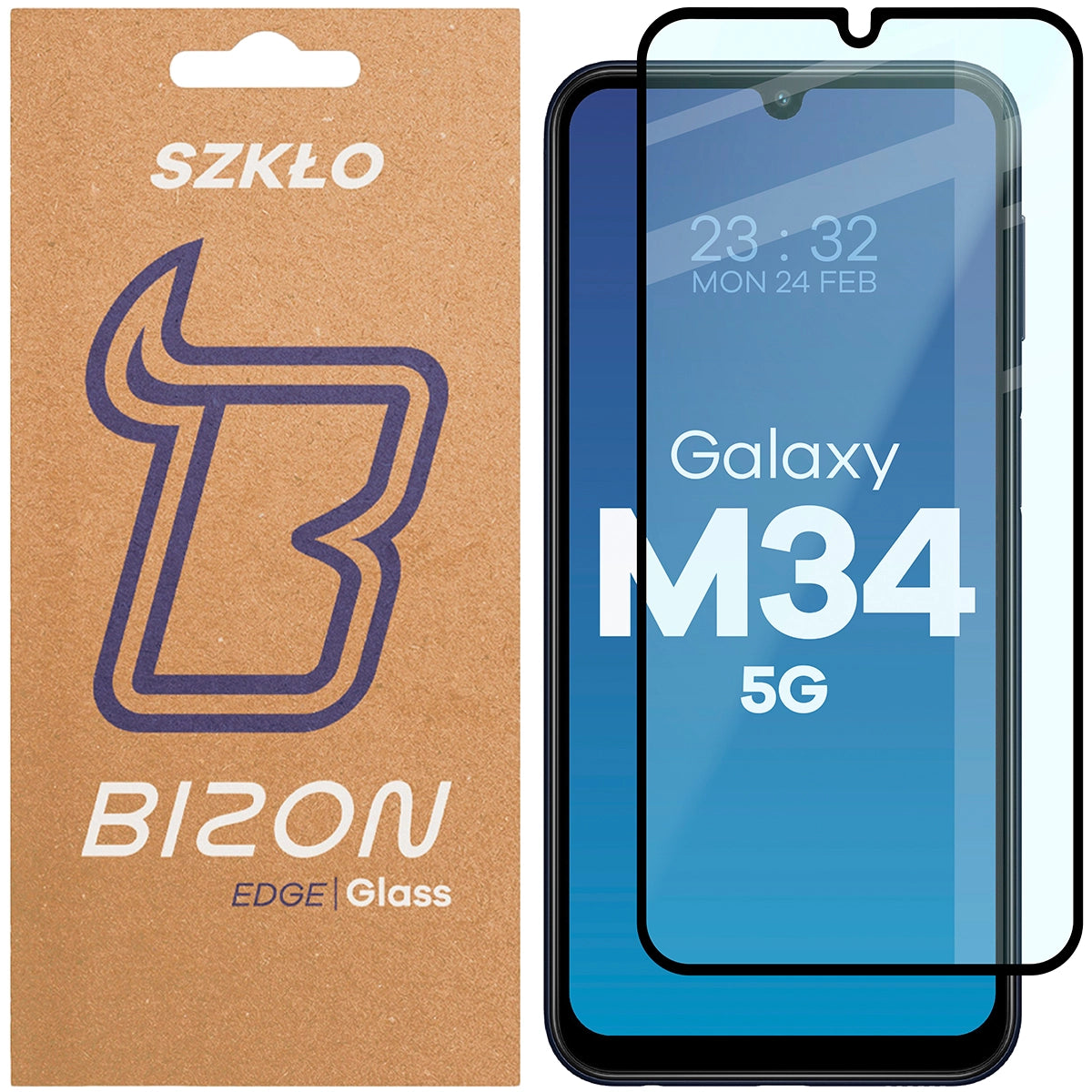 Gehärtetes Glas Bizon Glass Edge 2 für Galaxy M34 5G, schwarz